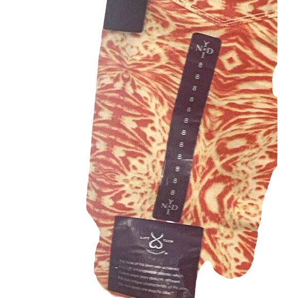 NEW NYDJ Ankle Jeans 8 Orange Print Straight Leg HR Lift Tuck Slimming USA - Picture 10 of 14